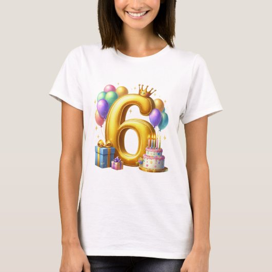 Goldener 6. Geburtstag T-Shirt (Vorderseite)