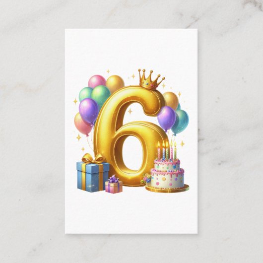 Goldener 6. Geburtstag Visitenkarte (Vorderseite)