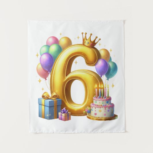 Goldener 6. Geburtstag Wandteppich (Vorderseite)