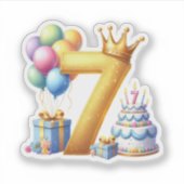 Goldener 7. Geburtstag Aufkleber (Vorderseite)