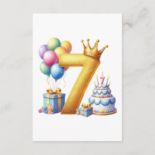 Goldener 7. Geburtstag Begleitkarte (Vorderseite)