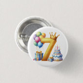 Goldener 7. Geburtstag Button (Vorne & Hinten)