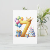 Goldener 7. Geburtstag Dankeskarte (Stehend Vorderseite)