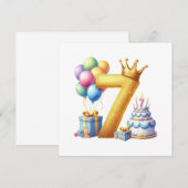 Goldener 7. Geburtstag Einladung (Vorne/Hinten)