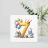 Goldener 7. Geburtstag Einladung (Stehend Vorderseite)