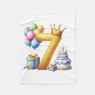 Goldener 7. Geburtstag Fleecedecke