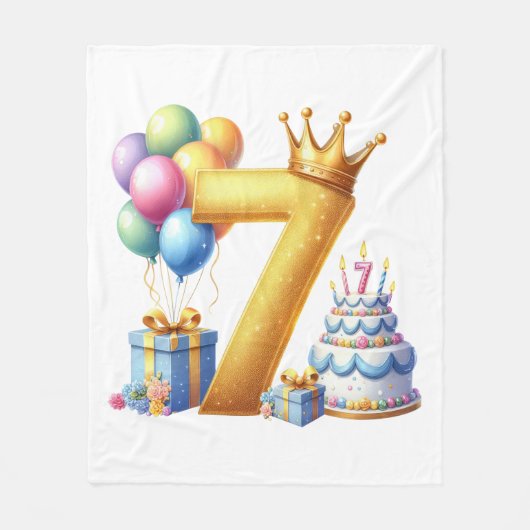 Goldener 7. Geburtstag Fleecedecke (Vorderseite)