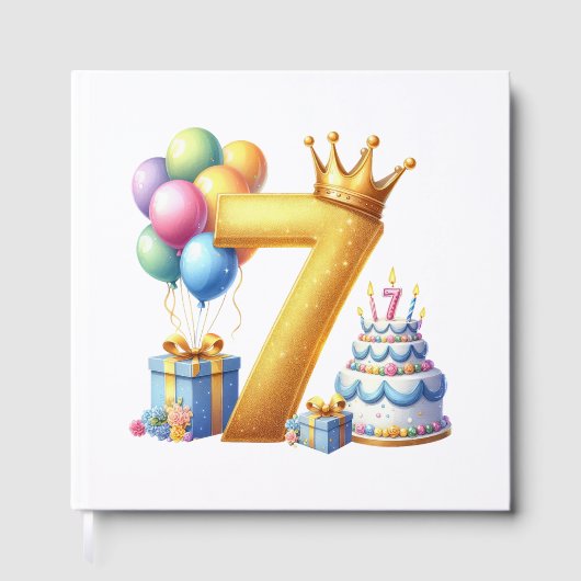 Goldener 7. Geburtstag Gästebuch (Vorderseite)