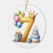 Goldener 7. Geburtstag Keramik Ornament (Links)