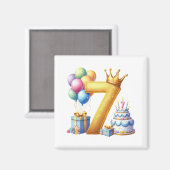 Goldener 7. Geburtstag Magnet (Vorderseite/Rückseite)