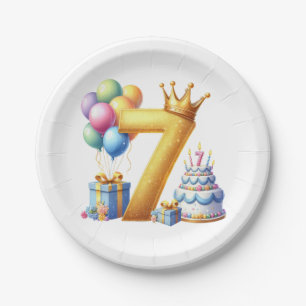 Goldener 7. Geburtstag Pappteller