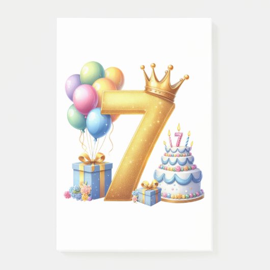 Goldener 7. Geburtstag Post-it Klebezettel (Vorderseite)