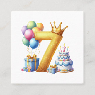 Goldener 7. Geburtstag Quadratische Visitenkarte