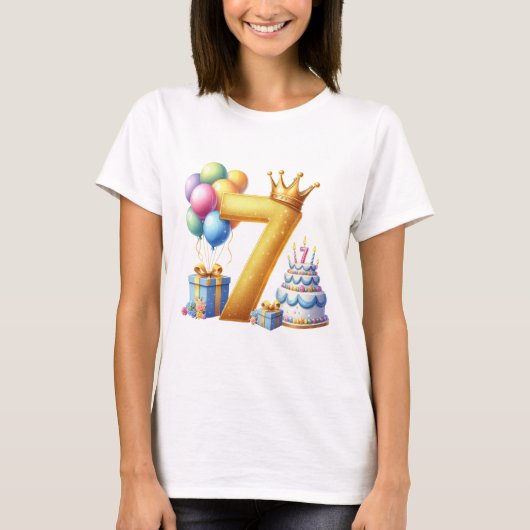Goldener 7. Geburtstag T-Shirt (Vorderseite)