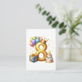Goldener 8. Geburtstag Begleitkarte (Stehend Vorderseite)