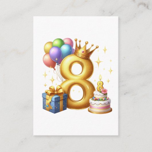 Goldener 8. Geburtstag Begleitkarte (Vorderseite)