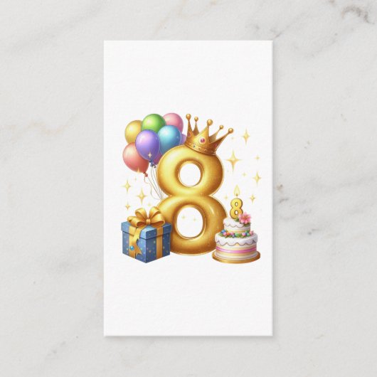 Goldener 8. Geburtstag Begleitkarte (Vorderseite)