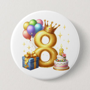 Goldener 8. Geburtstag Button