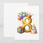 Goldener 8. Geburtstag Dankeskarte (Vorne/Hinten)