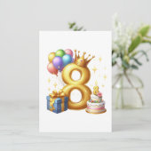 Goldener 8. Geburtstag Dankeskarte (Stehend Vorderseite)