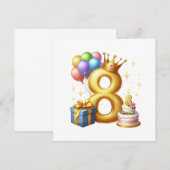 Goldener 8. Geburtstag Einladung (Vorne/Hinten)