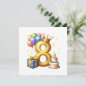 Goldener 8. Geburtstag Einladung (Stehend Vorderseite)