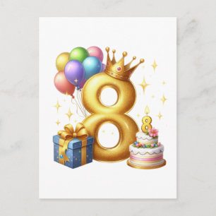 Goldener 8. Geburtstag Feiertagspostkarte