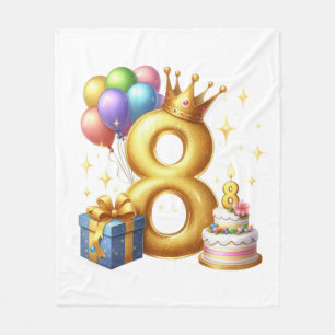 Goldener 8. Geburtstag Fleecedecke