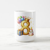 Goldener 8. Geburtstag Kaffeetasse (Mittel)
