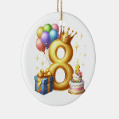Goldener 8. Geburtstag Keramik Ornament (Rechts)