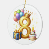 Goldener 8. Geburtstag Keramik Ornament (Links)