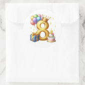 Goldener 8. Geburtstag Runder Aufkleber (Tasche)