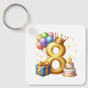 Goldener 8. Geburtstag Schlüsselanhänger