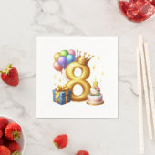 Goldener 8. Geburtstag Serviette (Beispiel)