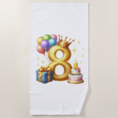Goldener 8. Geburtstag Strandtuch (Vorderseite)