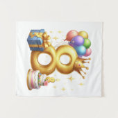 Goldener 8. Geburtstag Wandteppich (Vorderseite (Horizontal))