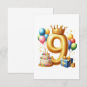Goldener 9. Geburtstag Begleitkarte (Vorne/Hinten)