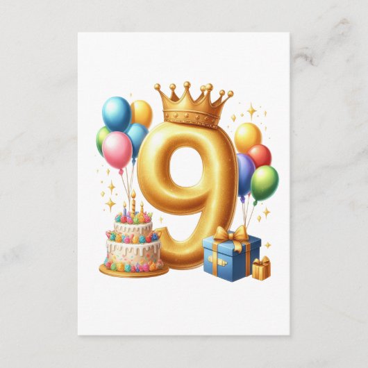 Goldener 9. Geburtstag Begleitkarte (Vorderseite)