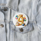 Goldener 9. Geburtstag Button (Beispiel)