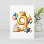 Goldener 9. Geburtstag Einladung (Stehend Vorderseite)