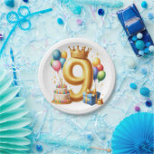 Goldener 9. Geburtstag Pappteller (Party)