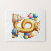 Goldener 9. Geburtstag Puzzle (Horizontal)
