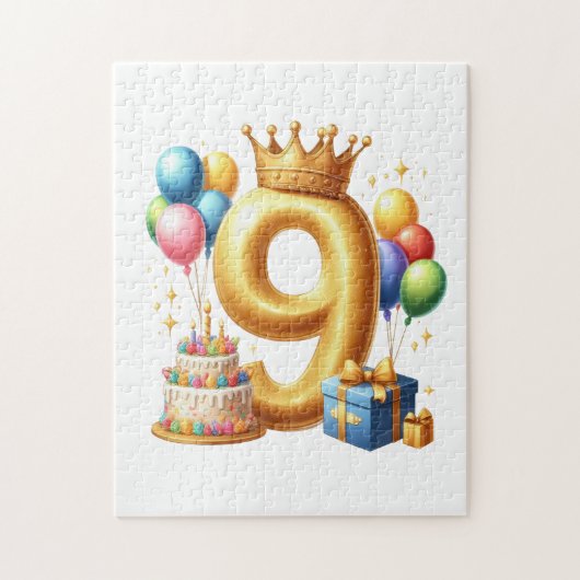 Goldener 9. Geburtstag Puzzle (Vertikal)
