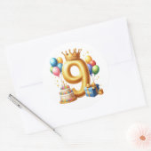 Goldener 9. Geburtstag Runder Aufkleber (Umschlag)