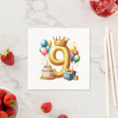 Goldener 9. Geburtstag Serviette (Beispiel)