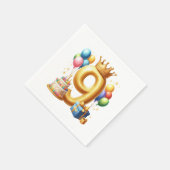 Goldener 9. Geburtstag Serviette (Ecke)