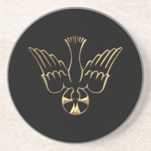 Goldener Abstieg des Heiligen Geistes-Symbols Getränkeuntersetzer