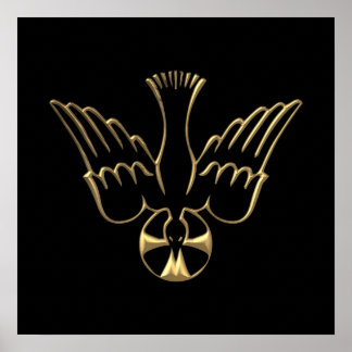 Goldener Abstieg des Heiligen Geistes-Symbols Poster