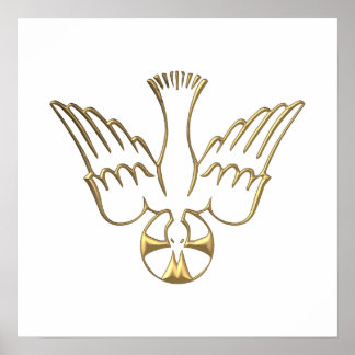 Goldener Abstieg des Heiligen Geistes-Symbols Poster