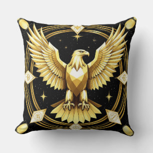 Goldener abstrakter Adler geometrische Kraft Vogel Kissen
